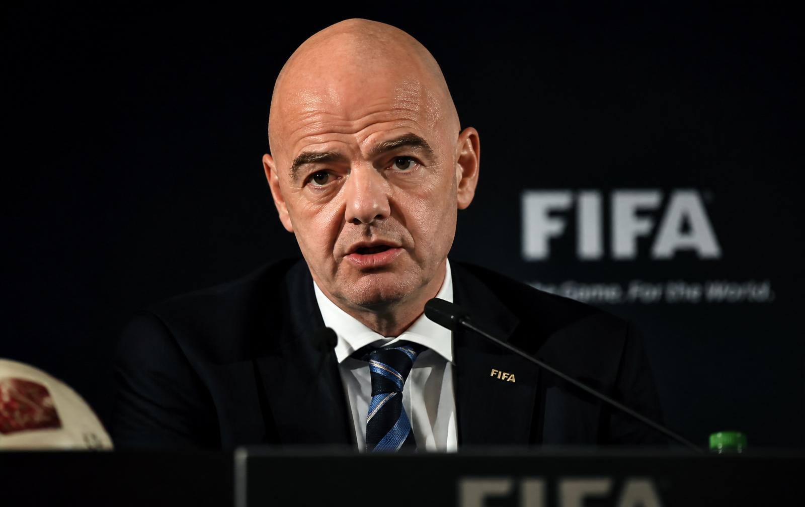 FIFA president speaking at a press conference